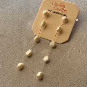 Camila Coelho Freshwater Pearl Gold Drop Earrings